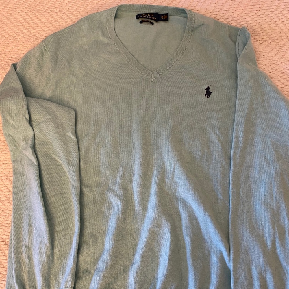 Polo Ralph Lauren  Vneck mens sweater light blue size XL